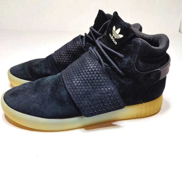 Adidas Tubular Invader High Top Black Strap Suede Sneakers Men's Size 9 - Picture 1 of 12